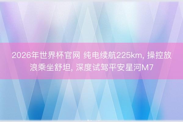 2026年世界杯官网 纯电续航225km, 操控放浪乘坐舒坦, 深度试驾平安星河M7